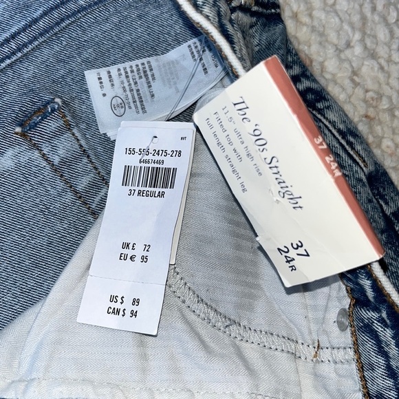 Abercrombie & Fitch 90’s Straight Ultra High Rise Acid Wash Jeans 37 / 24 - Picture 11 of 11